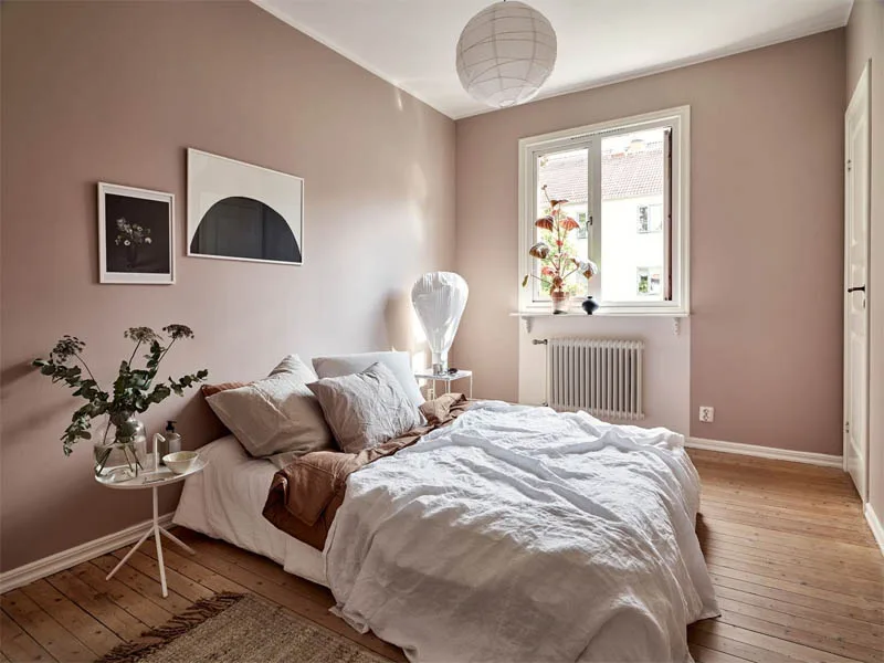 Gam màu hồng đất mang lại nét đẹp tinh tế cho phòng ngủ
